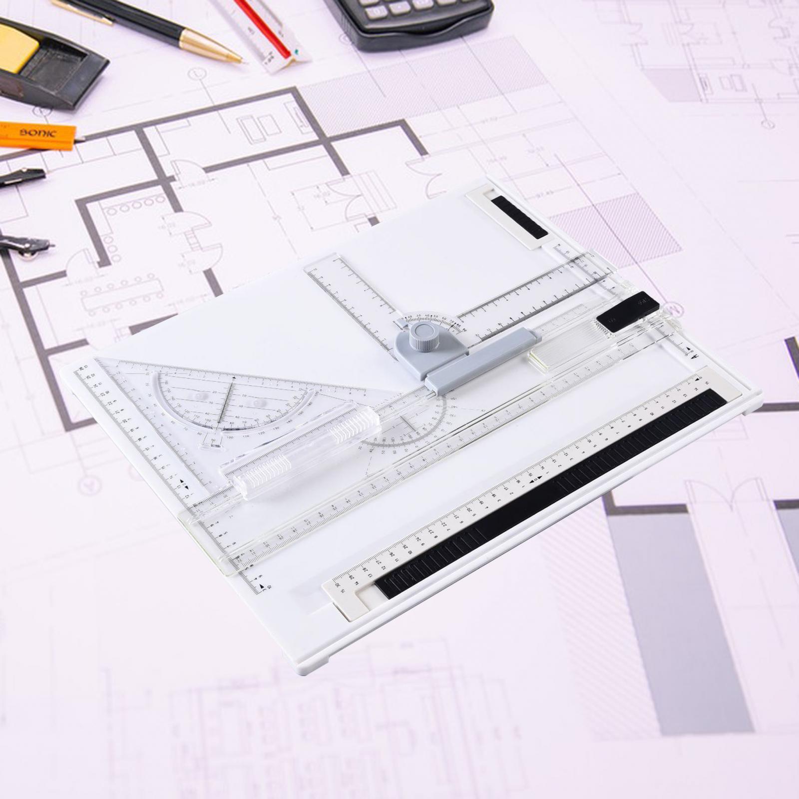 A4 Drawing Board Drafting Table with Clear Ruler Parallel Motion Portable