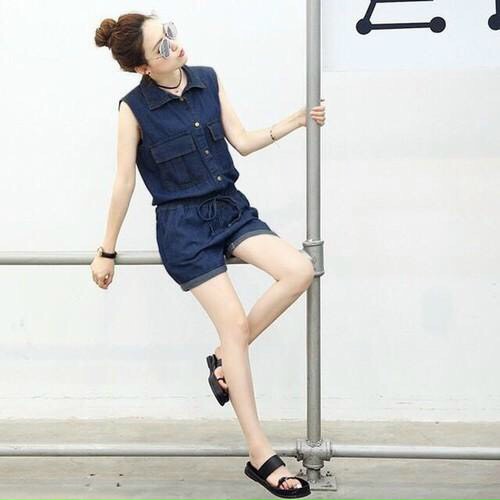 Jumpsuit Jean Short V kèm áo trong cao cấp - TP1429