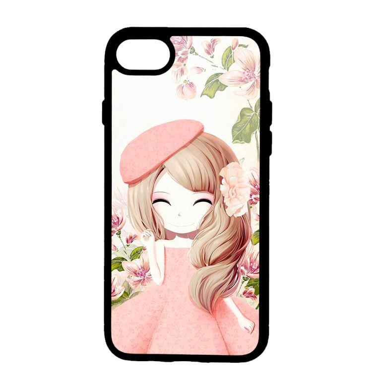 Ốp lưng dành cho Iphone 7 Cô Gái Váy Hồng Nền TRắng -Hàng Chính Hãng