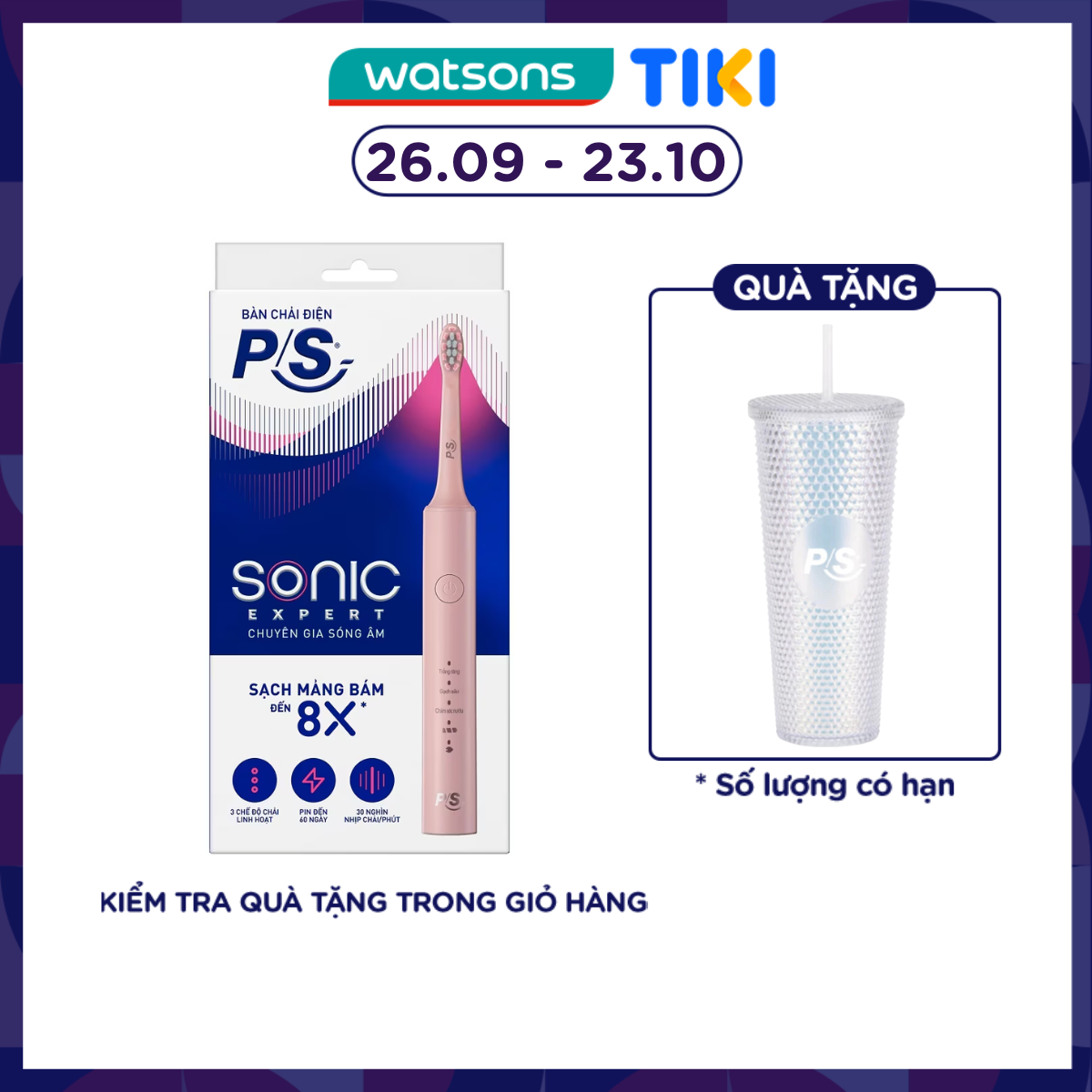 Bàn Chải Điện P/S Sonic Expert Chuyên Gia Sóng Âm .#Màu Hồng