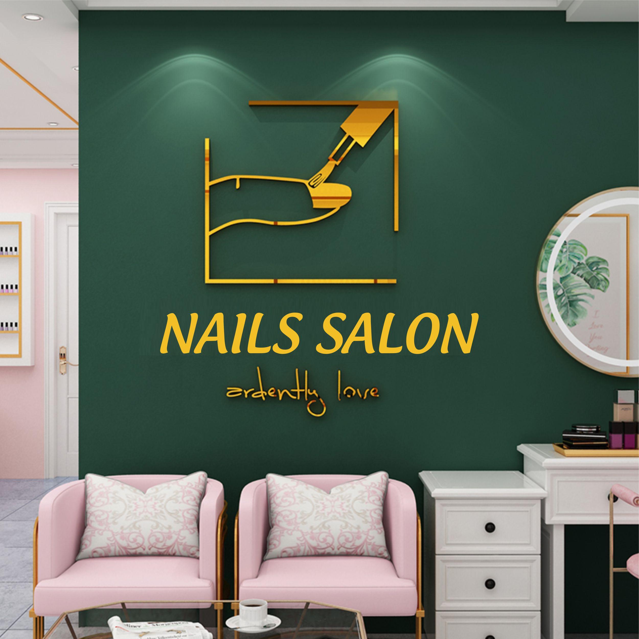 Tranh mica dán tường - trang trí cửa hàng làm móng tay và lông mi, thẩm mỹ viện, salon