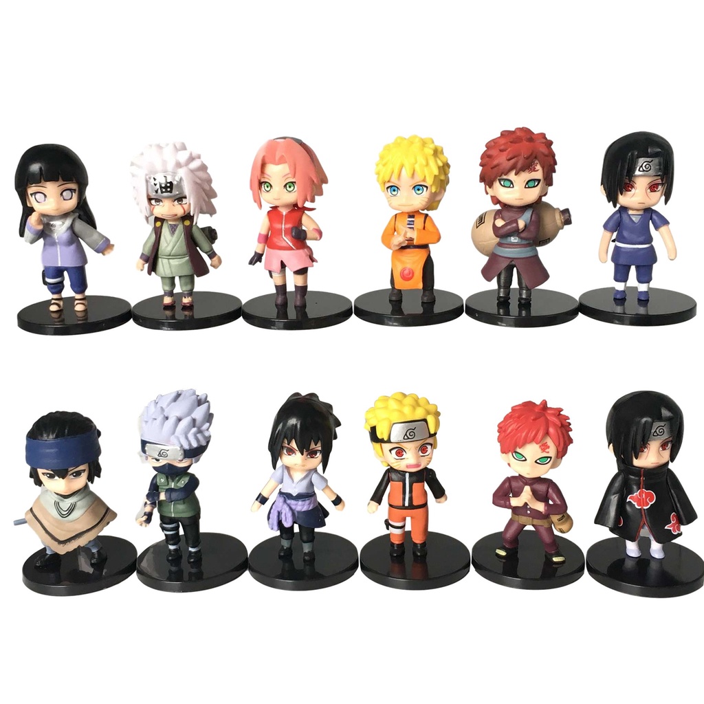 Set 12 Mô Hình Nhân Vật Nổi Tiếng Trong Bộ Naruto - Cao 7cm Kèm Đế