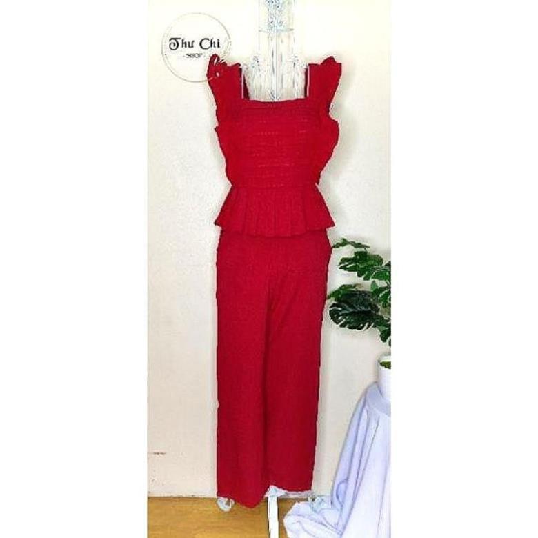 Set đồ bộ nữ linen xước, kiểu dáng trẻ trung đáng yêu