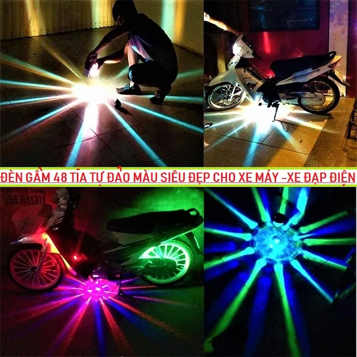 Đèn Led Gắn Gầm Xe Máy 48 Tia Đảo Màu Chớp Nháy Cực Chất