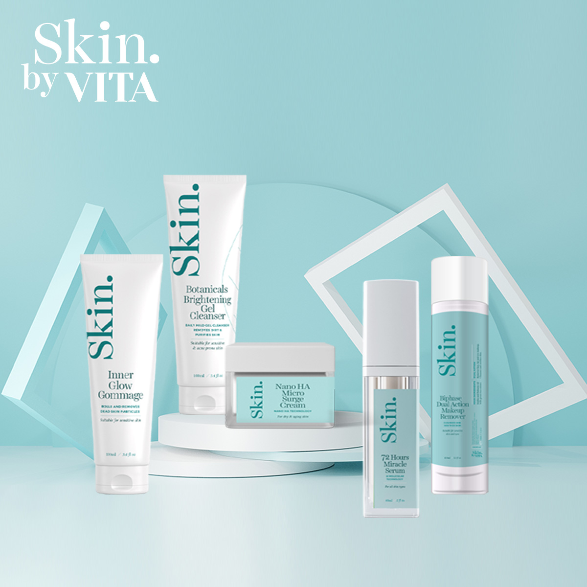 Bộ 02 sản phẩm Tẩy tế bào chết và Sữa rửa mặt làm sạch da chuyên sâu Skin by VITA dành cho mọi loại da