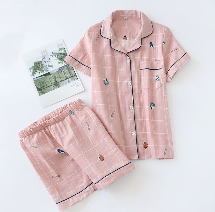 Pijama nữ ngắn tay, Đồ Bộ Mặc Nhà Azuno AZ2993 Chất Liệu Xô Mặc Hè Cực Mát Hoạ Tiết Kẻ Caro