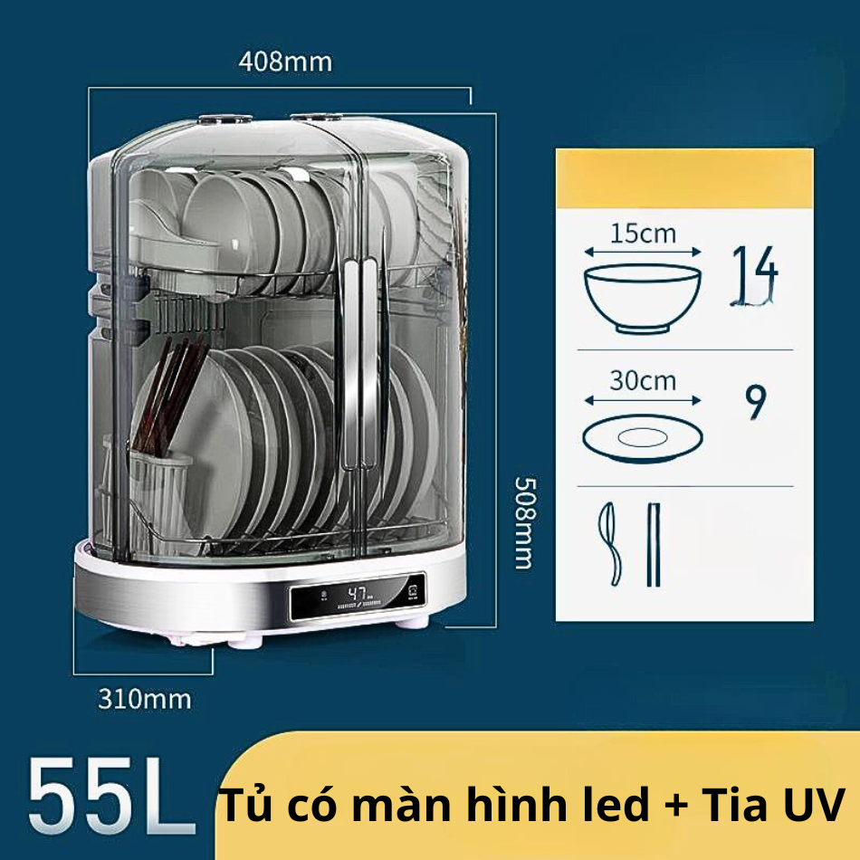 Máy Sấy Bát Khử Trùng Bình Sữa Neutrino 55L, Tủ Diệt Khuẩn Bát Đũa Bằng UV Diệt 99.99% Vi Khuẩn