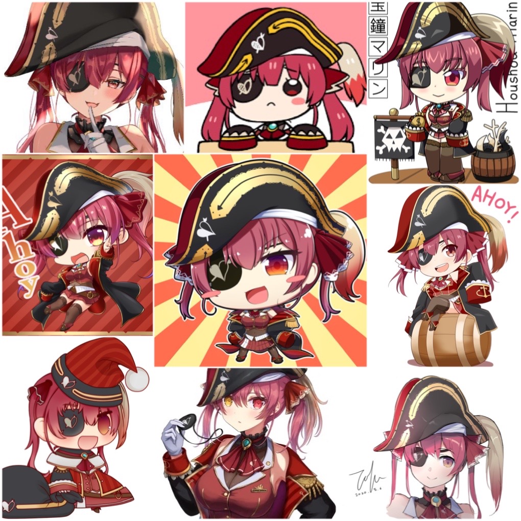 Ảnh Sticker Vtuber Houshou marine Hololive 30-60 cái ép lụa khác nhau/ hình dán Houshou marine
