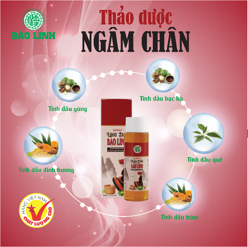 Nước Ngâm Chân Thảo Dược Bảo Linh 70ml  chiết xuất thảo dược,dùng siêu tiết kiệm, Dưỡng da chân, Khử mùi hôi chân, Lưu thông khí huyết