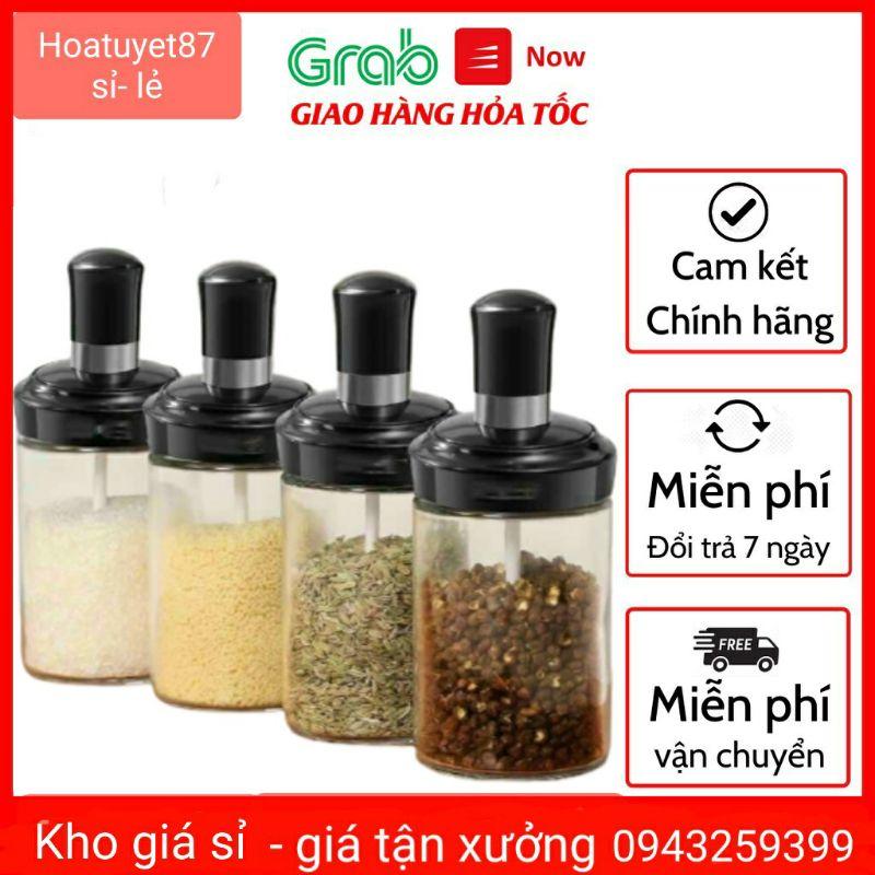Lọ thủy tinh đựng gia vị có gioăng chống ẩm kèm thìa
