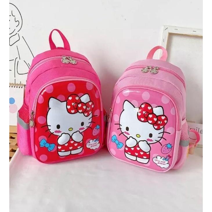 BALO MẪU GIÁO CHO BÉ GÁI ĐI HỌC HÌNH HELLO KITTY MÀU HỒNG