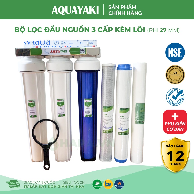 Bộ Lọc Thô 3 Cấp 20 inch AQUAYAKI AQUA-S203 Lọc Nước Đầu Nguồn, Sinh Hoạt, Bộ Lọc Thô Bán Công Nghiệp - Hàng Chính Hãng