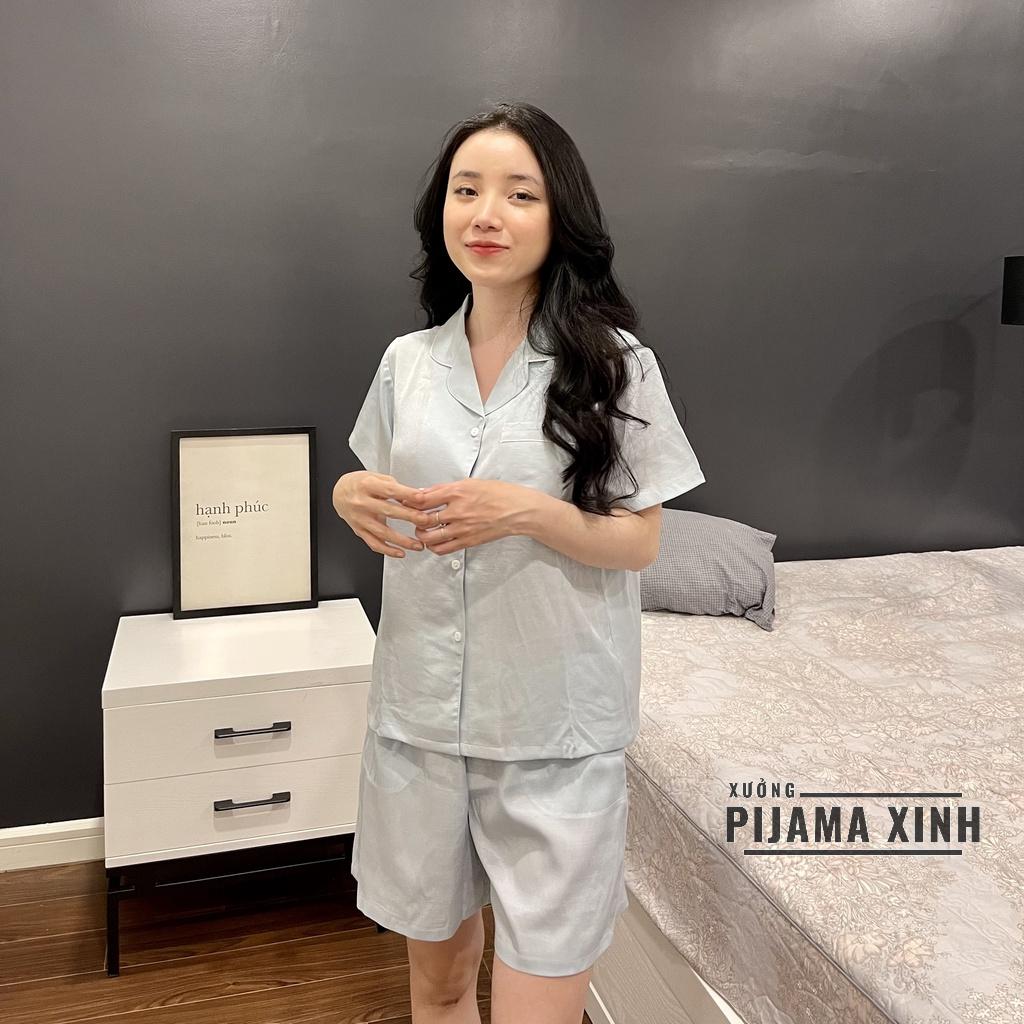 BỘ ĐÙI PIJAMA - Đồ Mặc Nhà Màu Xanh Nhạt Chất Cao Cấp