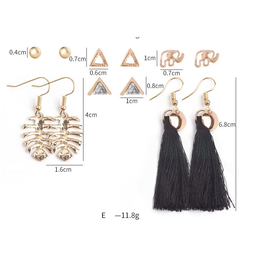 Sét 6 đôi bông tai phong cách Vintage, bohemieng xinh xắn BT184