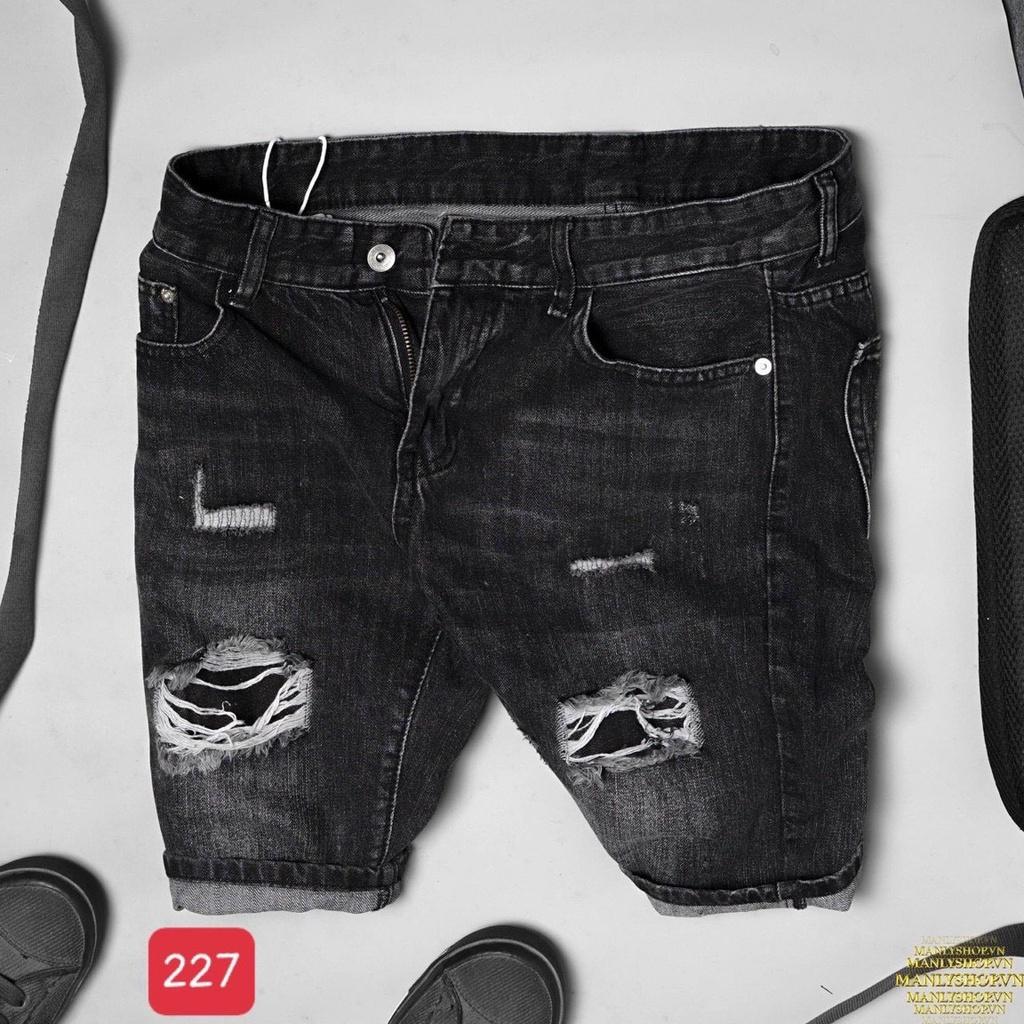 quần short jean nam xanh trơn đen rách nhẹ hai màu cơ bản mẫu mới chỉ có tại kaystore