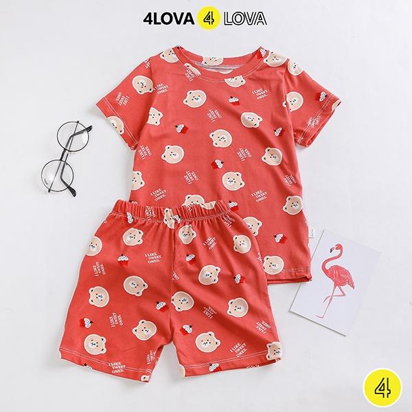 Bộ quần áo thun cộc tay cho bé hoạt hình unisex 4LOVA chất cotton lạnh mềm, mát hàng chính hãng