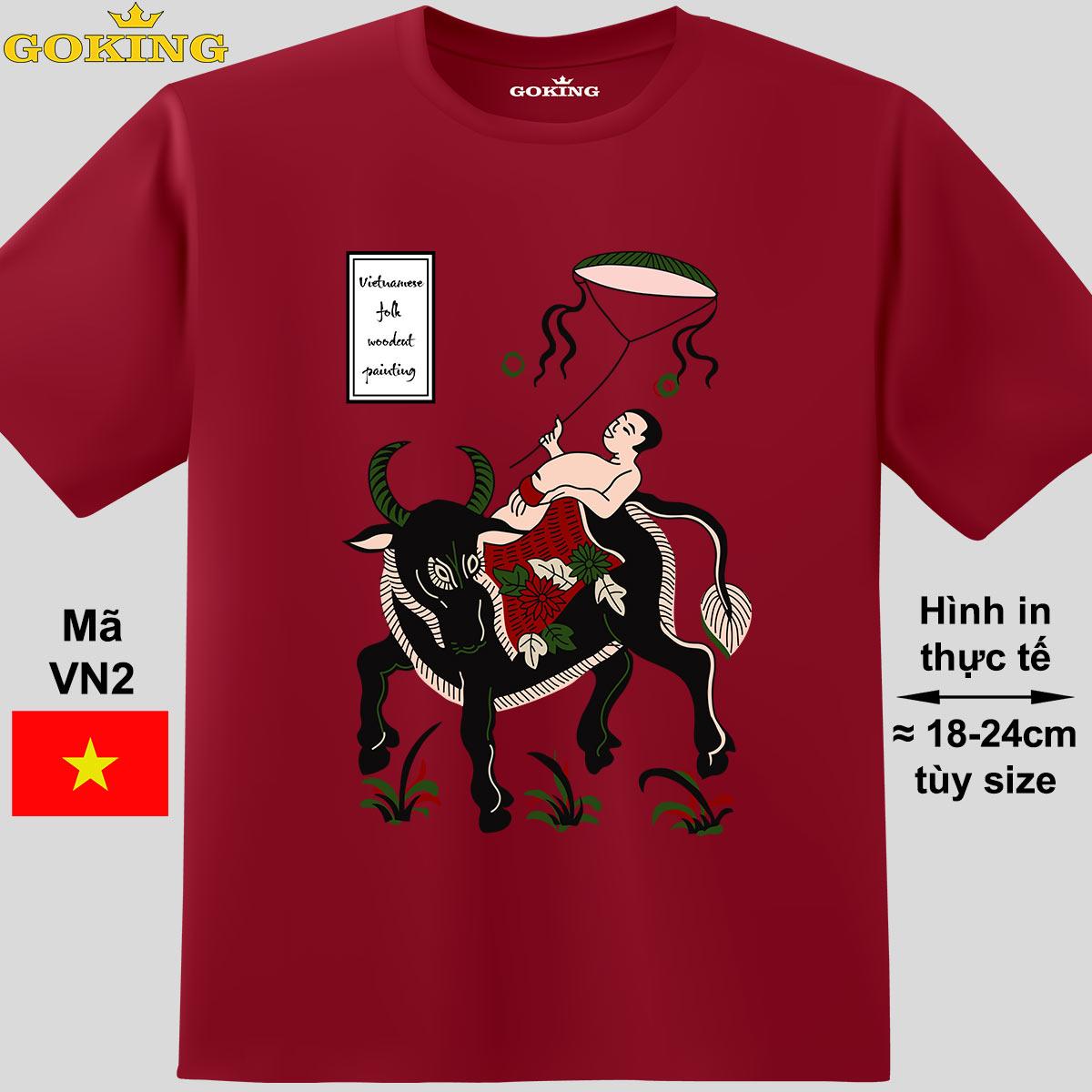 Mục đồng thả diều, mã VN2. Áo thun tranh Đông Hồ Việt Nam siêu đẹp cho cả gia đình. Form unisex cho nam nữ, trẻ em, bé trai gái