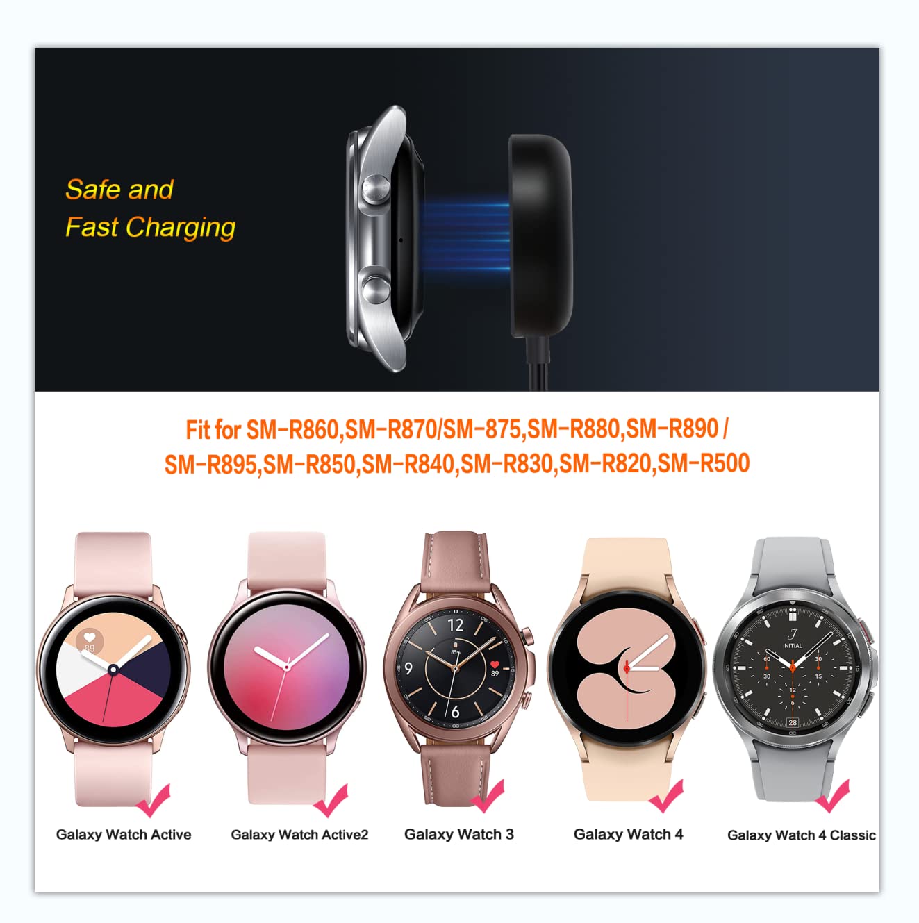 Cáp Sạc Đế Sạc cho Samsung Galaxy Watch 3/4/4Classic/5/5Pro/6/6Classic/7/Ultra &amp; Galaxy Watch Active 1/2- Hàng Chính Hãng