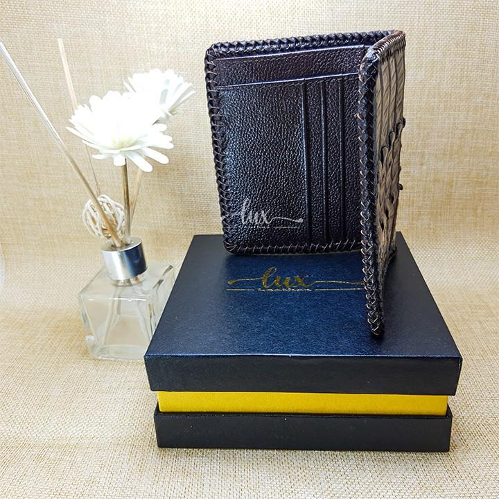Ví Nam Da Cá Sấu LuxLeather LM1101 Đan viền thủ công - Một mặt - Kiểu Đứng- Da đuôi