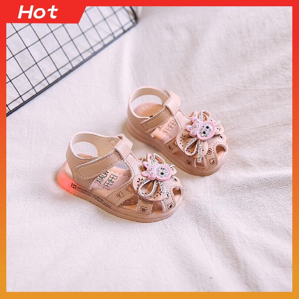 Sandal Quai Hậu Nhí Mặt Thỏ Cute Có Đèn Nhấp Nháy Dưới Đế Dành Cho Bé Gái, Full Size 16-20