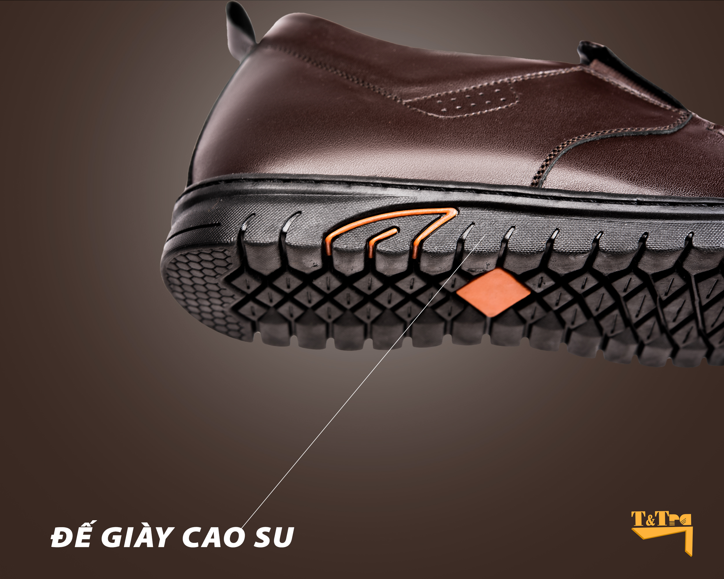 Giày Tăng Chiều Cao Nam T&TRA Tăng Cao 5Cm- S1064 Nâu Tối- Chất Liệu Da Bò Cao Cấp, Đế Cao Su Đúc, Phần Tăng Cao Ẩn Bên Trong
