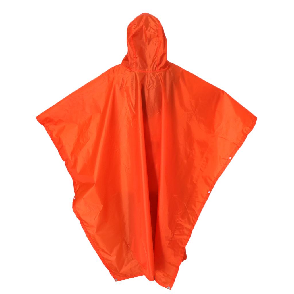 Outdoor 3in1 Raincoat Poncho Backpack Rain Cover Tent Mat Waterproof Orange