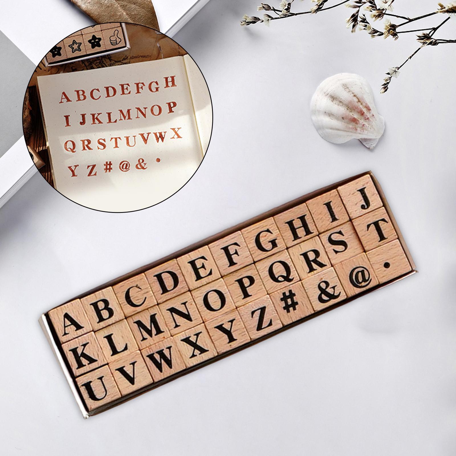 Set of Wooden Letters Rubber Stamp Set Scrapbook Stationery DIY Art Crafts