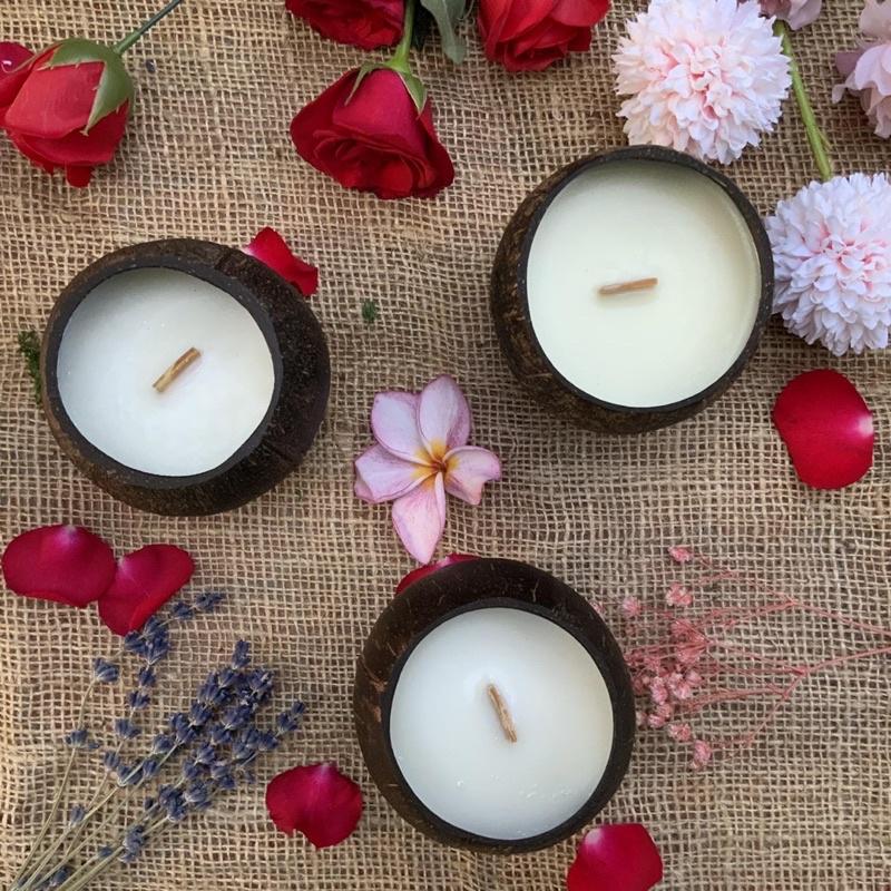 Nến Thơm Gáo Dừa - Sả Gừng - Hàng Xuất Khẩu