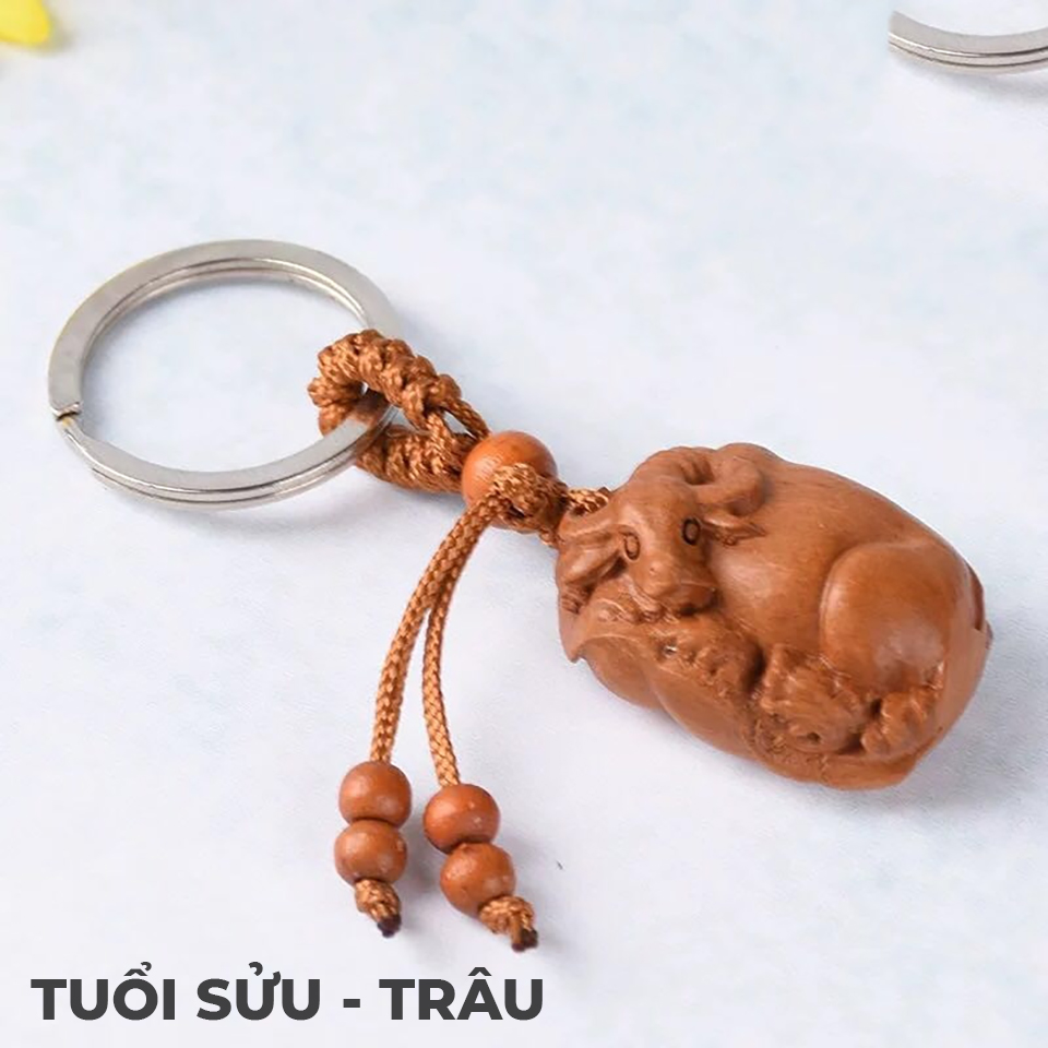 Móc Khóa Tuổi Sửu Bằng Gỗ Quý Phong Thủy Theo Bản Mệnh: Thu Tài, Hút Lộc, May Mắn, Bình An - Hình Con Trâu