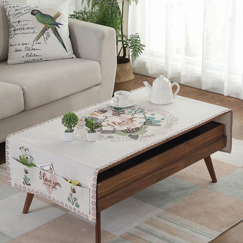 Khăn Trải Bàn Hình Chữ Nhật Bằng Vải Cotton Lanh Chống Thấm Nước Kèm Hộp Đựng Tiện Dụng