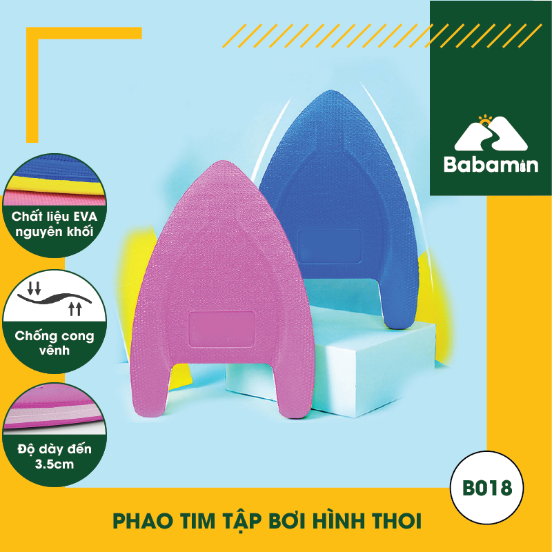 Phao Tim Tập Bơi Hình Thoi Cho Trẻ Em, Người Lớn – Mút EVA Chống Cong Vênh – B018