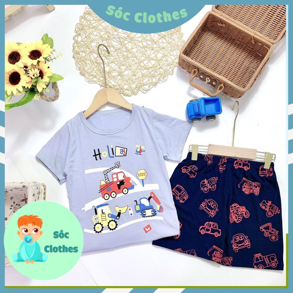 Bộ Cotton Ô tô Cho Bé Mặc Hè Size 20-30kg