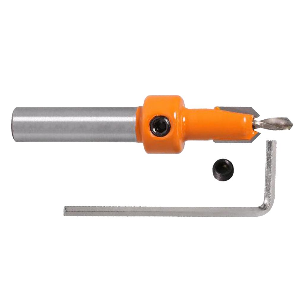 2Pcs Countersink Drill Bits - 8mm Shank Woodworking Chamfer Counter Bit with Key