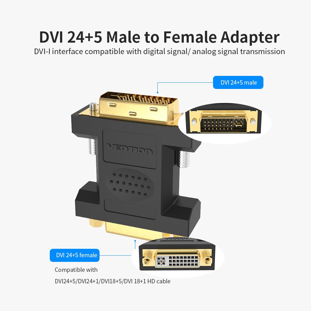 VENTION DVI Male to Female Adapter DVI24+5 Male to Female HD 1080P Converter Gold-plated Interface PVC Exterior