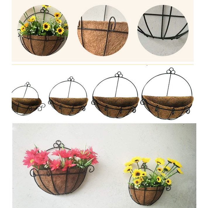 Chậu xơ dừa khung sắt đính tường trồng hoa cây cảnh khung sắt 25 cm đẹp mắt