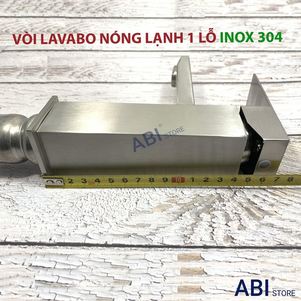 Vòi lavabo nóng lạnh inox 304 vuông kèm đôi dây cấp nước hàng đẹp