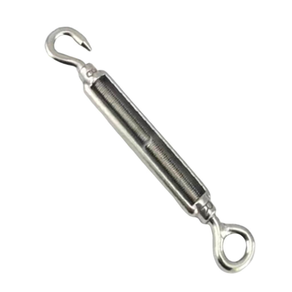304 Stainless Steel DIN1480 Eye Hook Turnbuckle Wire Rope Cable Tension 8mm