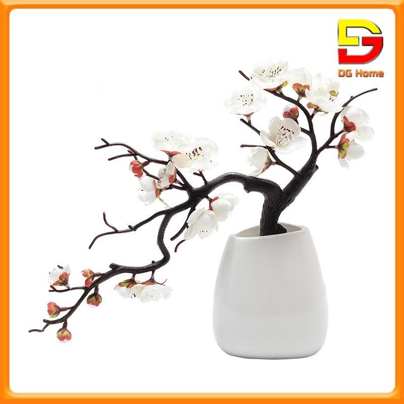Hoa Giả Lọ Hoa Đào Bonsai Độc Đáo Trang Trí Để Bàn Phòng Khách Kệ Tủ Làm Quà Tặng Ý Nghĩa DH-23