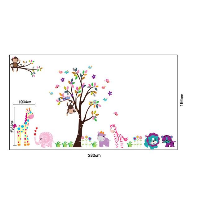 Decal trang trí Vườn Thú sắc màu - SIZE LỚN