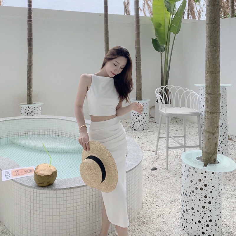SET ÁO CROPTOP CHÂN VÁY BÚT CHÌ