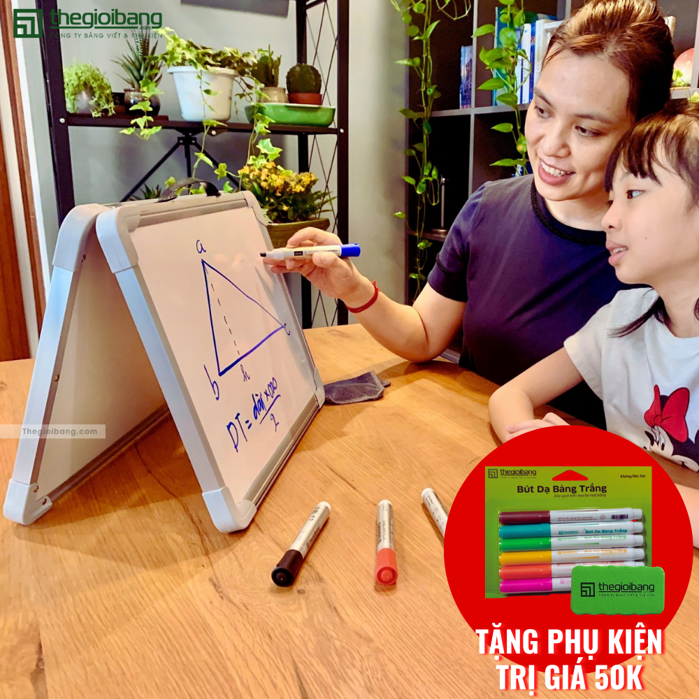 Bảng Từ Trắng 2 Mặt Kidmate - 2 Kích Thước Ngang 30x40cm, Dọc 40x30cm - Bảng Cho Bé