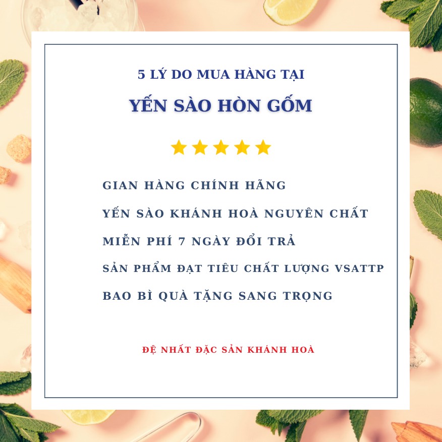 Nước Yến Sào Chưng Đường Ăn Kiêng - Yến Sào Hòn Gốm Chính Hiệu Khánh Hoà - H G SALANGANES NEST