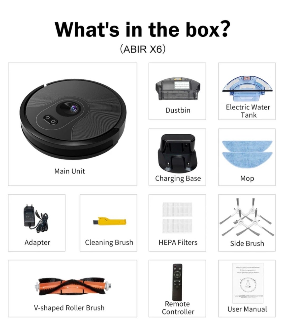 Robot hút bụi thông minh ABIR X6 - Robot hút bụi lau nhà- Lực hút mạnh mẽ - Hàng chính hãng