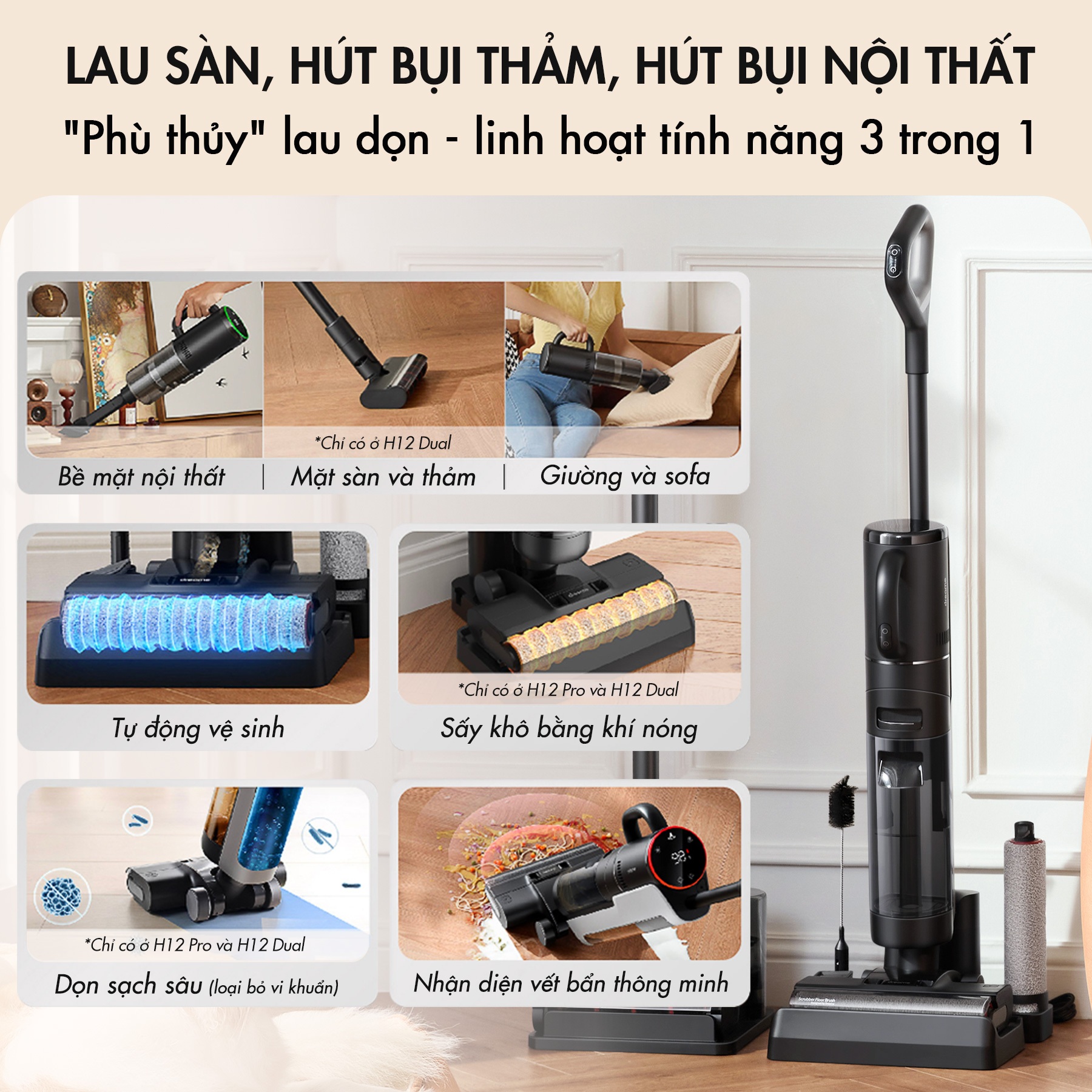 Máy hút bụi khô &amp; ướt Dreame H12 Dual - Bản quốc tế - Hàng chính hãng