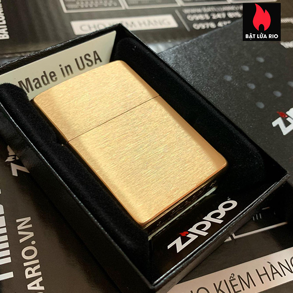 Bật Lửa Vỏ Zippo Brushed Brass Chính Hãng - Không Kèm Ruột Zippo