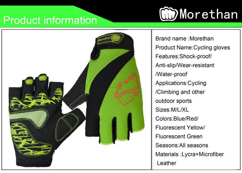Gel hấp thụ sốc thêm một nửa ngón tay Lycra mùa hè không trượt ngón tay trượt xe đạp xe đạp Găng tay xe đạp Găng tay Color: Green Size: XL