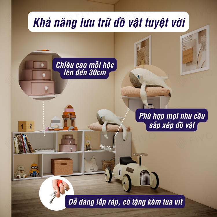 Kệ Gỗ Trang Trí Để Sàn FIVO FB71 Màu Trắng, Thiết Kế Thông Minh Có Thể Đóng Mở Tùy Thích, Nhiều Ngăn Chứa Đồ Rộng Rãi Đa Dụng