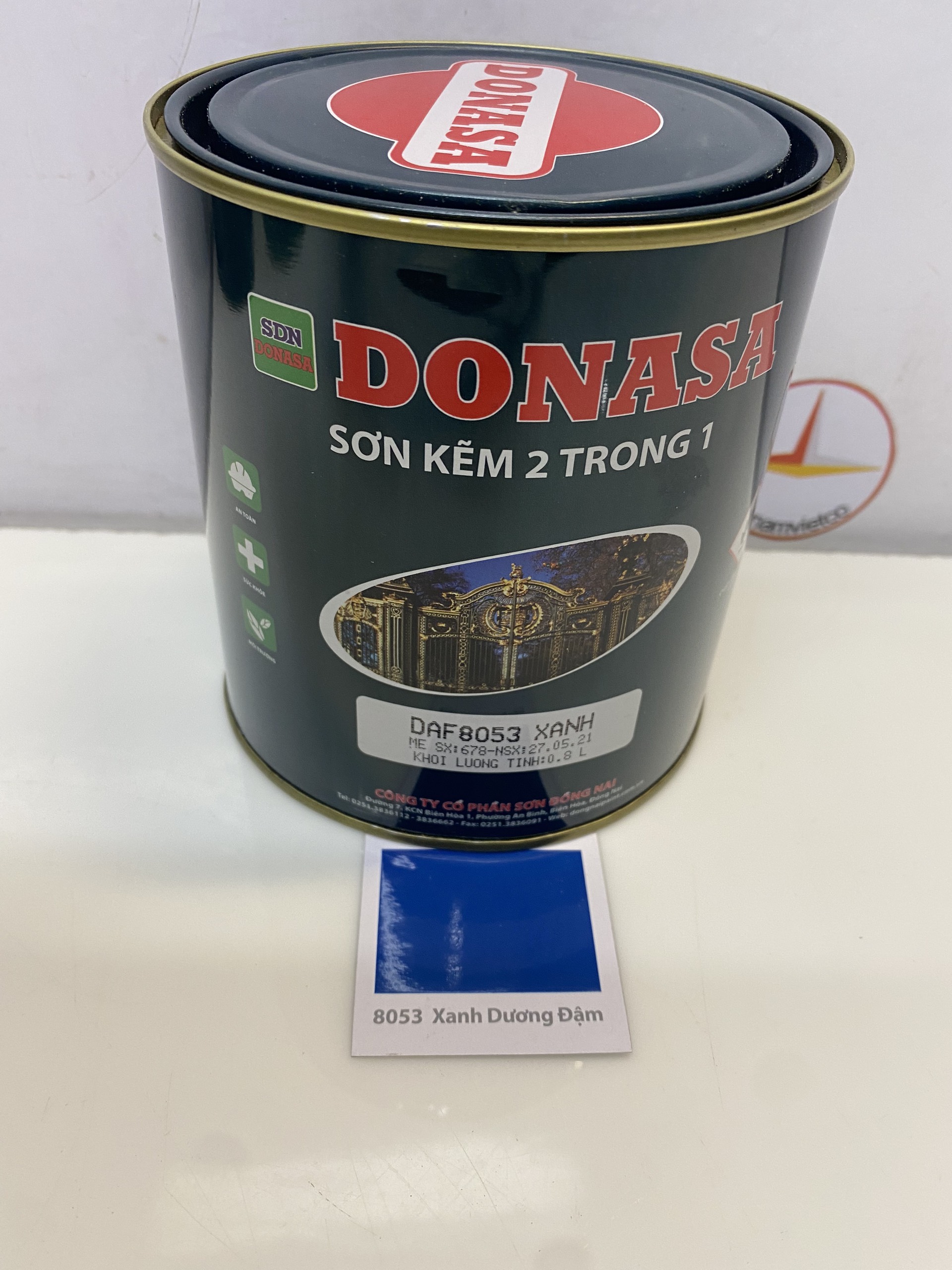 Sơn Sắt Kẽm Donasa 2 trong 1 màu DAF 8053 Xanh dương _ 800ml