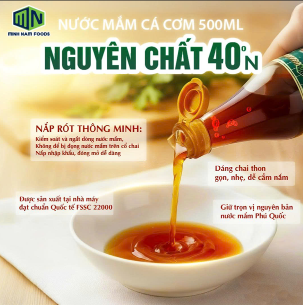 [MỚI - NGUYÊN CHẤT 100%] Nước mắm Cá Cơm Nguyên Chất Minh Nam Foods 40 Độ Đạm 500ML
