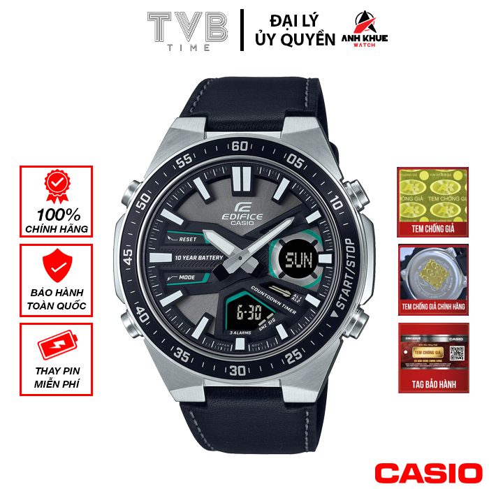 Đồng hồ nam dây da Casio Edifice chính hãng EFV-C110L-1AVDF (46mm)